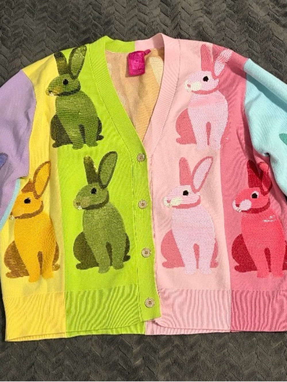 QUEEN OF SPARKLES Easter Bunny Cardigan